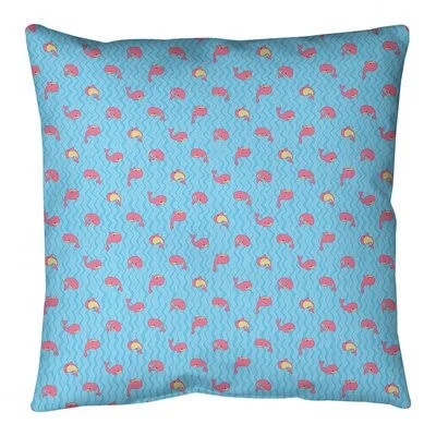 Whales Square Throw Pillow Cover and Insert East Urban Home Size: 18x22 H x 18x22 W - Fill Material: No Fill, Color: Blue/Gray/Wh