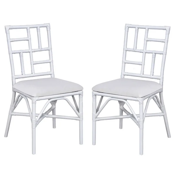 Safavieh Christine Glam Accent Chair w/Cushion, White, Set of 2