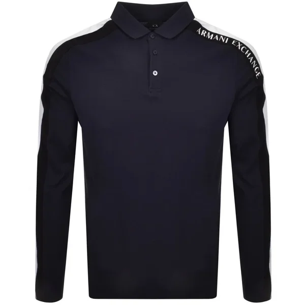 Armani Exchange Long Sleeved Polo T Shirt Navy