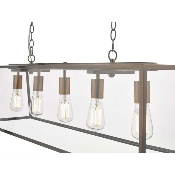 Dar Academy 5 Light Bar Pendant Antique Copper Kitchen Island Light