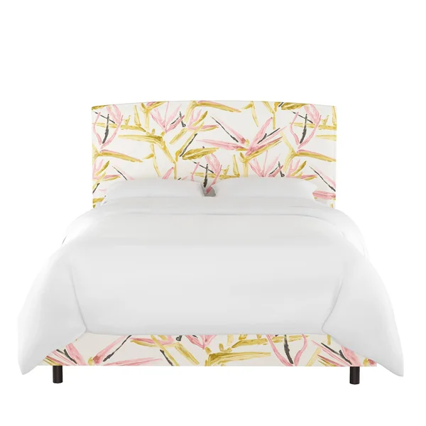 King Upholstered Bed Tropical Grass Pink/Cream - Opalhouse