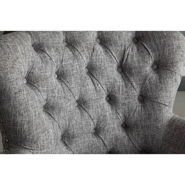 Bentley Button Tufted Accent Chair with Nailhead TRIM, Gray-White