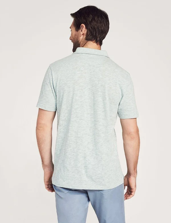 Faherty Men's Short-Sleeve Heather Polo - Pedlow Green L