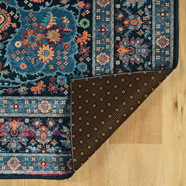 Linon Emerald 6&7x22x9&7x22 Rug Navy
