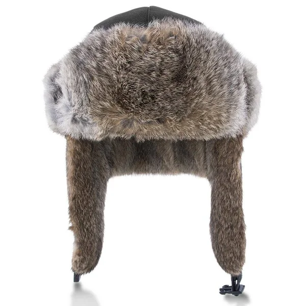Walrus Hats Genuine Rabbit Fur Brown Trapper Hat - Brown - Large