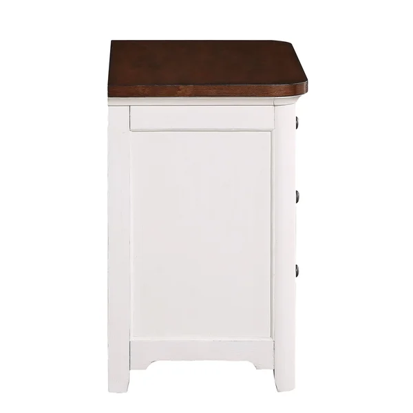 Kimball Two-Tone Nightstand by Greyson Living - Antique White with Brown Cherry Top