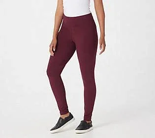 Susan Graver Regular Weekend Premium Stretch Leggings - Size XX-Small, Deep Raisin