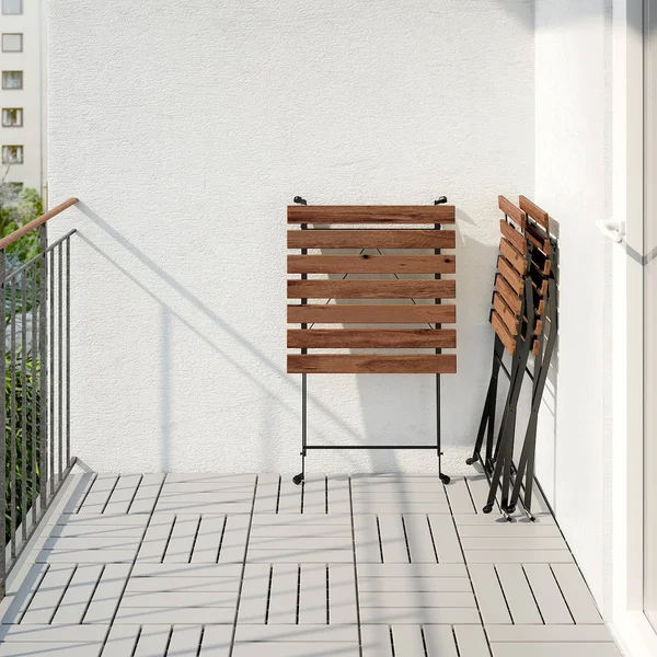 IKEA - T腞NÖ Table+2 Chairs - Outdoor, T腞NÖ Black/Light Brown stained/Fr鰏鰊/Duvholmen Dark Gray
