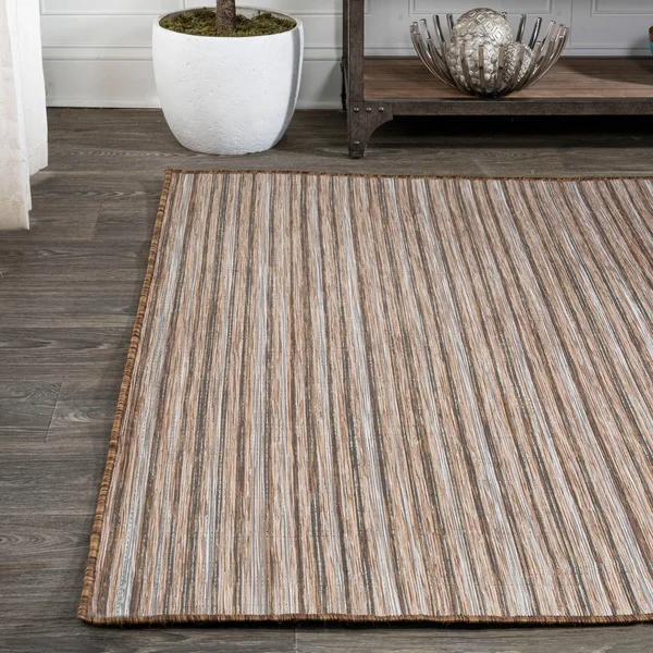 Jonathan Y Finn Modern Farmhouse Pinstripe Natural/Brown Area Rug - 6& Square
