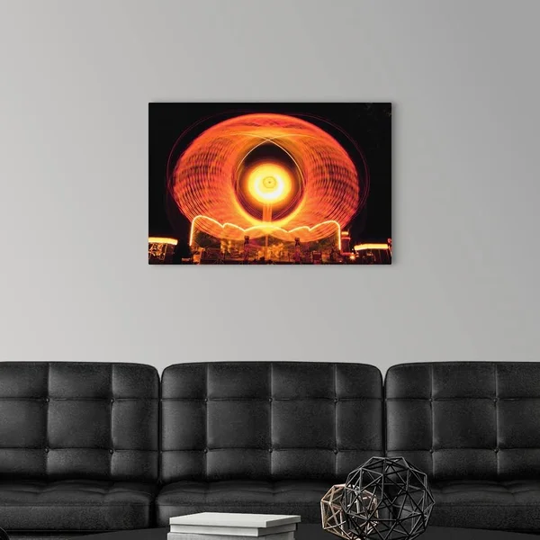 Illuminated Carnival Ride at Night, Canvas Wall Art, 30x20, Great Big Canvas