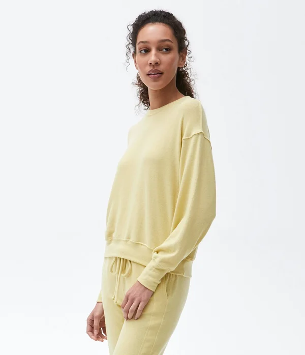 Michael Stars Gigi Crew Neck Top Pullover in Pink, Size XL
