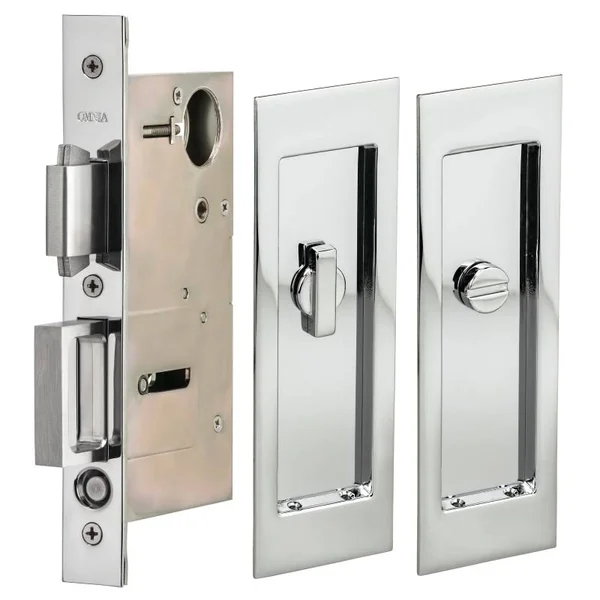 Omnia 7035/L Privacy Pocket Door Lock Polished Chrome