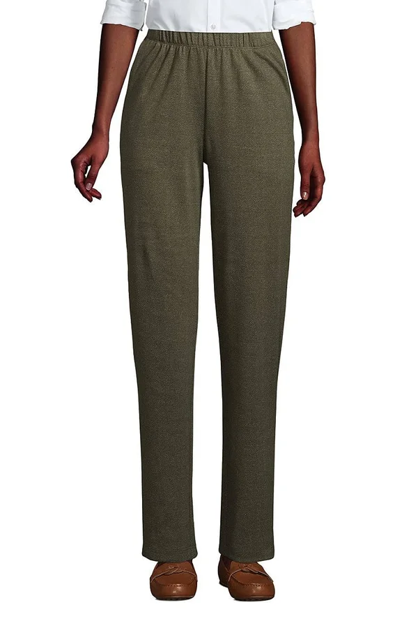 Lands& End Women's Sport Knit High Rise Elastic Waist Pull on Pants