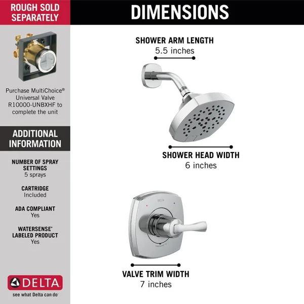 Delta T14276 Stryke 14 Series Shower Only Chrome