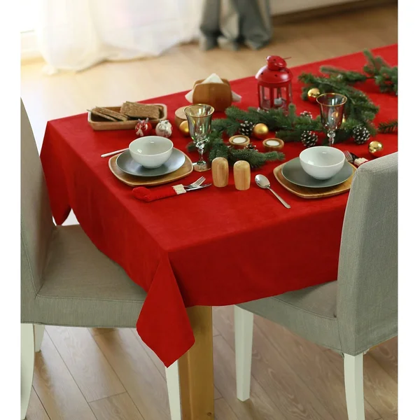 Merry Christmas Solid Red Decorative Tablecloth - Mikeu0026Co 55x120