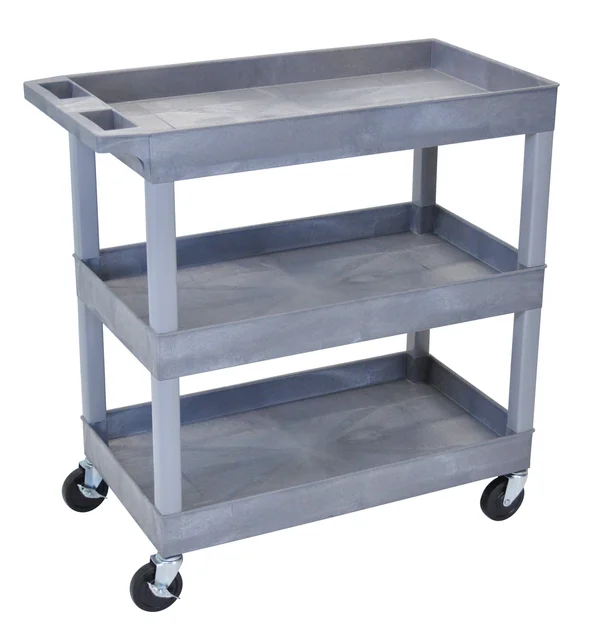 Luxor 3-Shelf Tub Cart, Gray