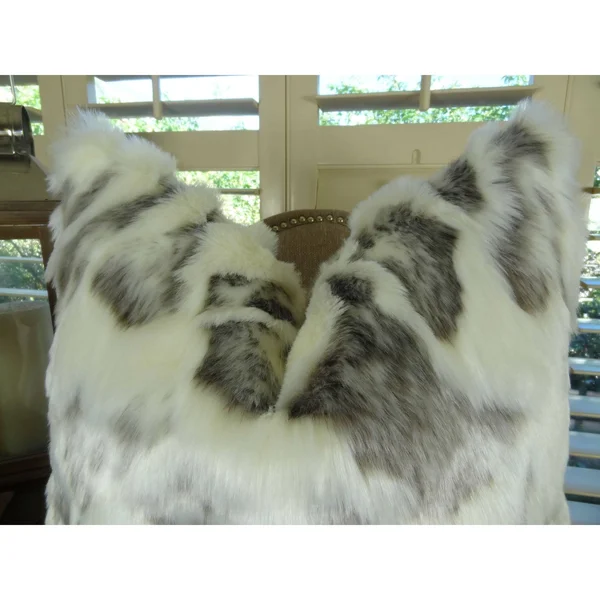 Plutus Ivory Rabbit Fur Handmade Throw Pillow Double Sided 16x22 x 16x22
