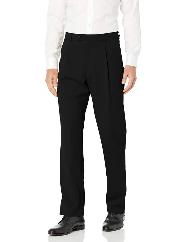 Hart Schaffner Marx Tailored Single-Pleat Regular Chicago Fit Dress Pants, Mens, 40 Long, Black