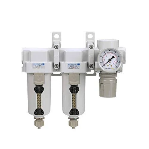 PneumaticPlus SAU430-N04G-MEP Three Stage Air Drying System Particulate Air Filter, Coalescing Filter, Air Pressure Regulator Co