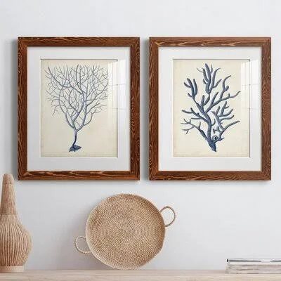 Indigo Coral IIIPremium Framed Print - Ready to Hang Dovecove Format: Maple Framed Paper, Matte Color: White, Size: 24x22 H x 20