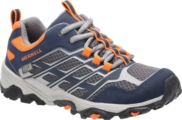 Merrell Kid's Moab FST Low Waterproof, Size: 6, Navy/Grey/Orange