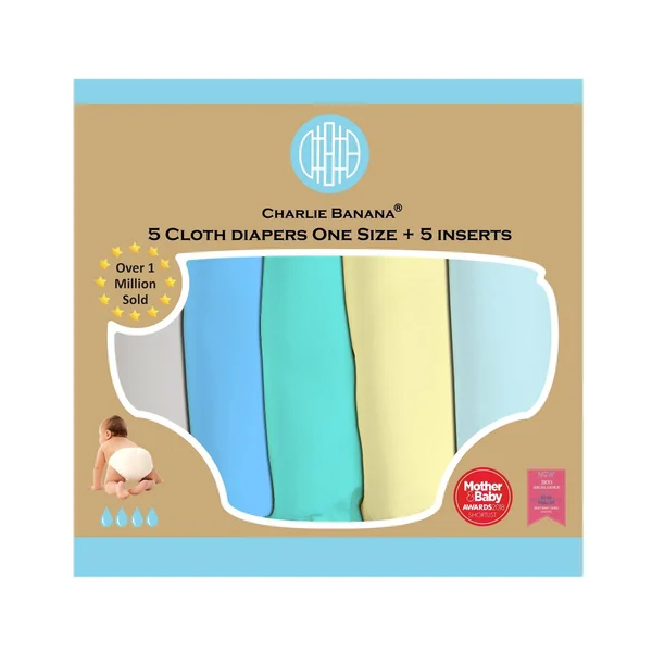 Charlie Banana Reusable Cloth Diapers - 5 Count My First Diaper Pastel, Size: One Size