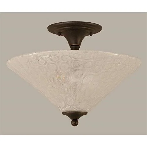 Toltec Lighting-121-DG-411-Two Light Semi-Flush Mount Dark Granite Finish with Italian Bubble Glass