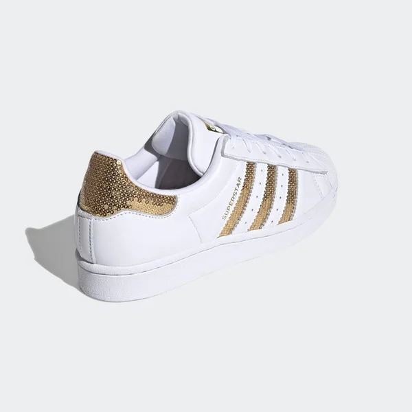 Adidas Superstar White/Gold Women's Shoes - Size: 5.5