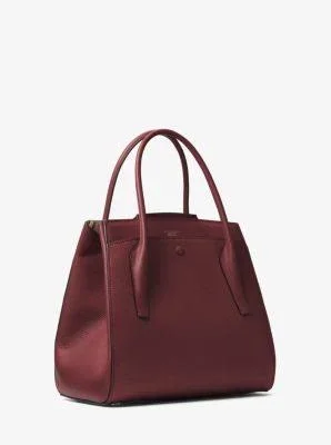 Michael Kors Collection - Bancroft Large Pebbled Calf Leather Satchel, Red, One Size