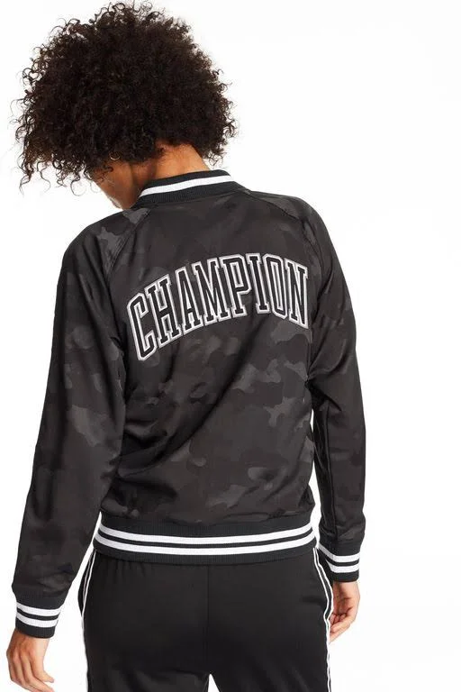 Champion Life Women's Bomber Camo Jacket, Block Arch Logo Black XL