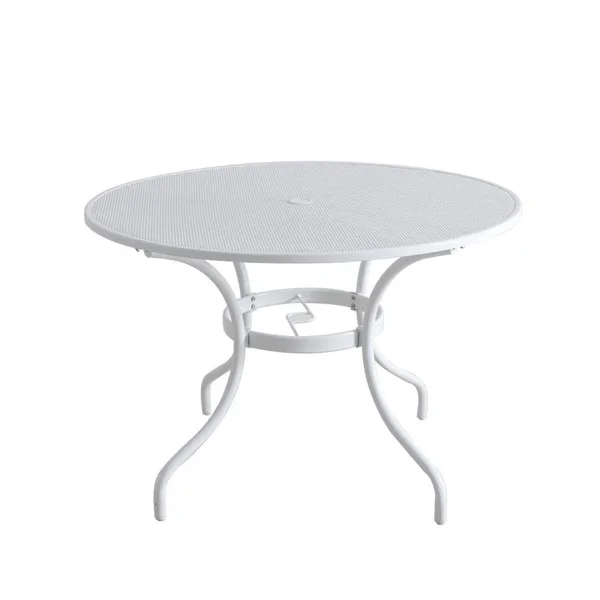 StyleWell 42 in. Mix and Match Lattice White Mesh Metal Round Outdoor Patio Dining Table