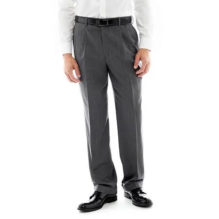 Stafford Executive Super 100 Pleated Suit Pants - Classic - 32 34, Gray, Black Friday Deal