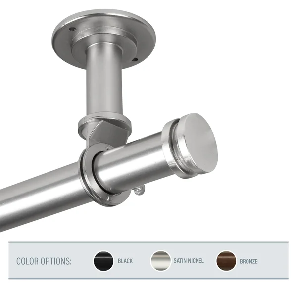InStyleDesign Pita 1 inch Diameter Ceiling Curtain Rod/ Room Divider - 66 to 120 Inches - Black