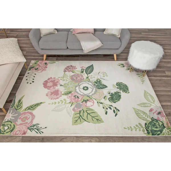 Porch & den Calabash Rose Garden Area Rug - 8&x10& - Rose Garden Cream