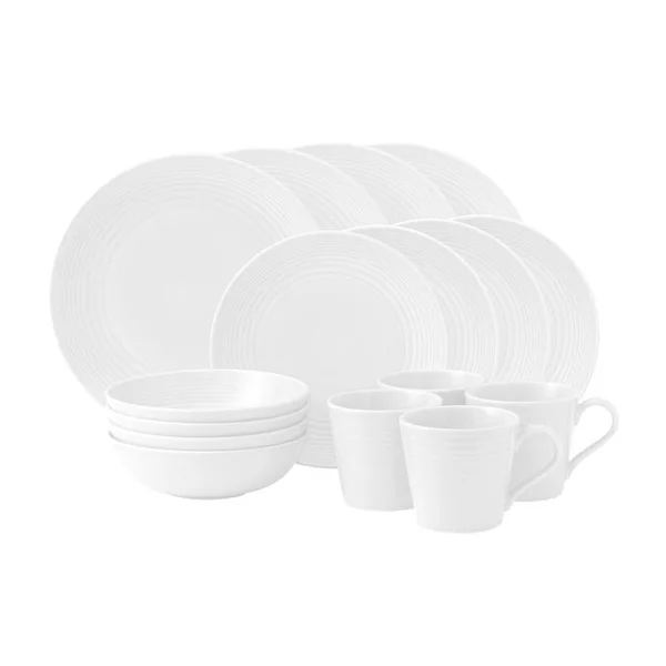 Gordon Ramsay by Royal Doulton Maze Stoneware 16 Piece Dinnerware Set - Blue
