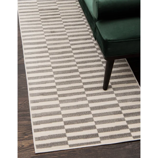 Unique Loom Striped Williamsburg Runner Rug - 2& 9 x 9& 10 (Gray)