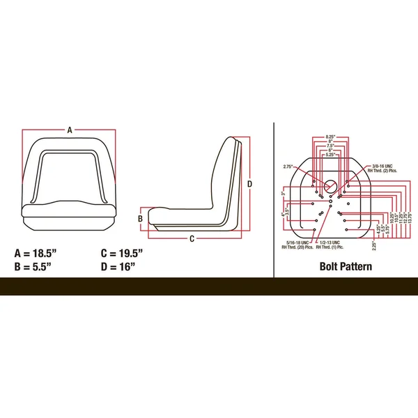 A & I Deluxe Midback Utility Seat - Yellow Model TM555YL