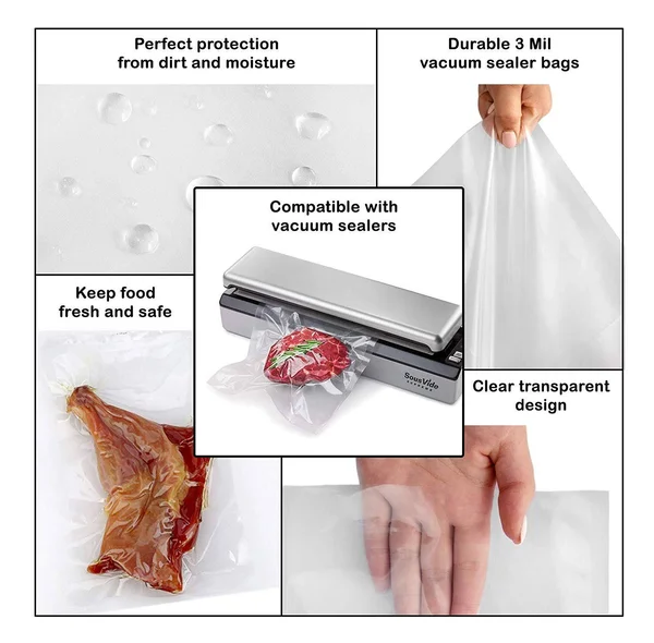 1000 Pack Clear Poly-Nylon Laminated Vacuum Pouches 12x22 x 12x22 3 Mil