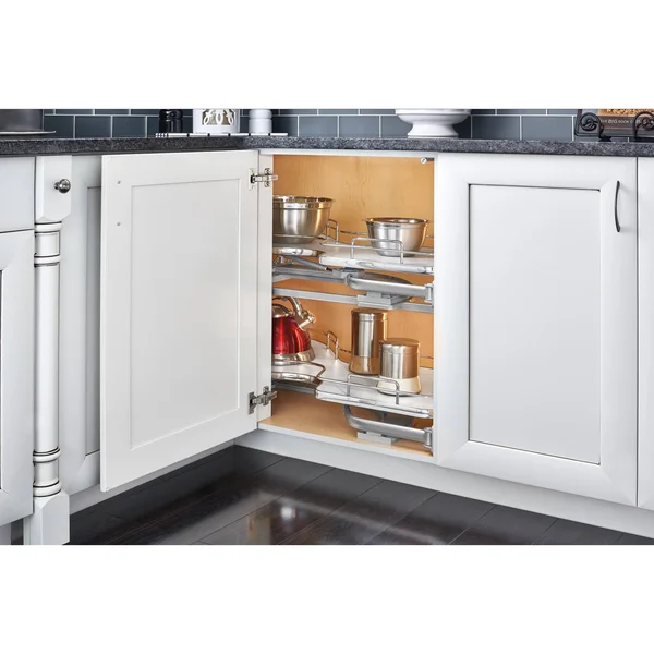 Rev-A-Shelf Left-Handed Two-Tier Organizer for A Blind Right, Gray
