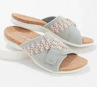 Spenco Orthotic Perforated Slide Sandal - Bonaire, Size 6-1/2 Wide, Mercury