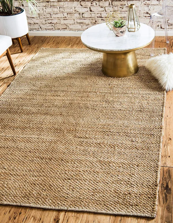 Unique Loom Chunky Jute Area Rug (9& x 12& - Natural)