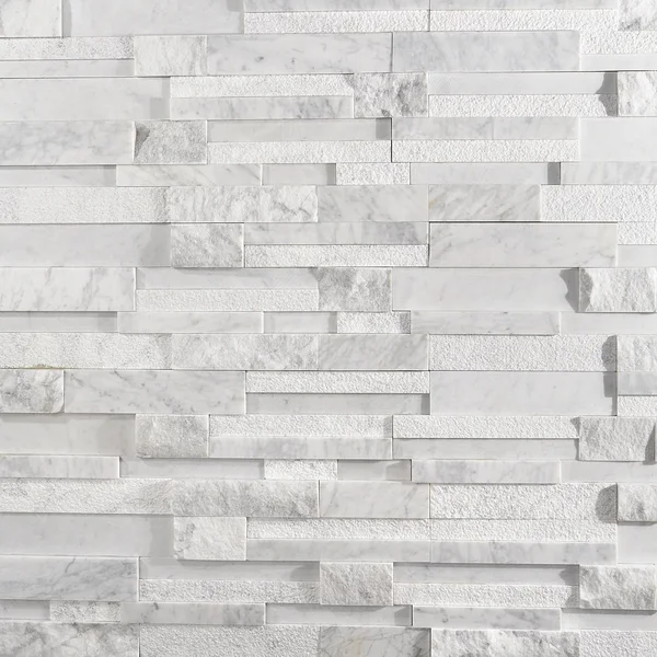 TileBar Stackstone 3D Snow White Marble Ledger Panel Wall Tile - Backsplash, Wall and Floor