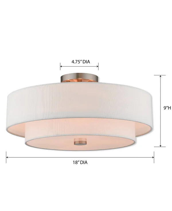 Livex Lighting Claremont 4 Light Ceiling Mount Brushed Nickel 51045-91