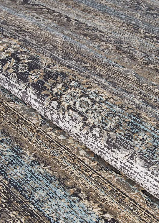 Couristan Zahara All Over Diamond Black/Light Blue/Oatmeal Area Rug - 9&2x22 x 12&5x22