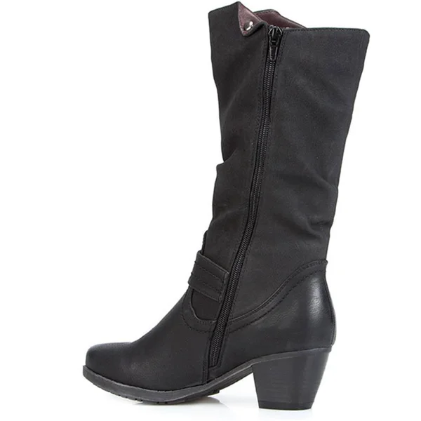 Pavers Women's Lightweight Calf Boot with Buckle - Burgundy - US 05