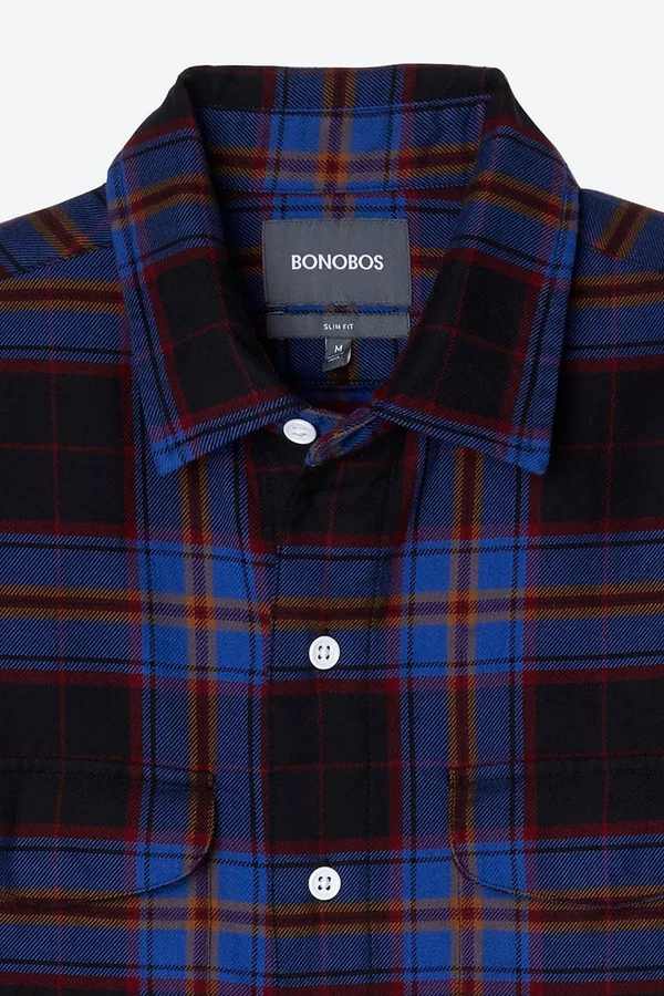 Bonobos Flannel Shirt Extended Sizes - Blue - Casual Shirts