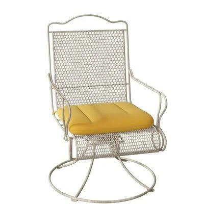 Tucson Swivel Patio Dining Armchair with Cushion Woodard Cushion Color: Impact Beam Yellow, Frame Color: Pewter Finish