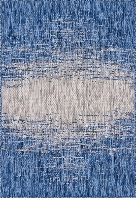 Unique Loom Outdoor Ombre Rug (8& x 11& 4 - Blue)