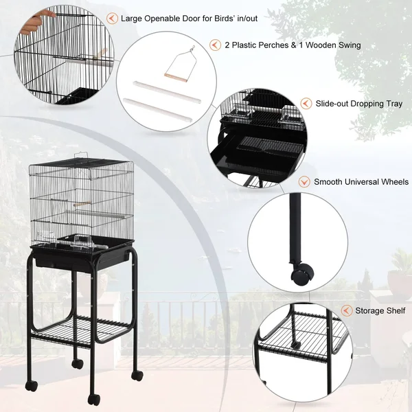 Pawhut 51x22 Bird Cage - Black