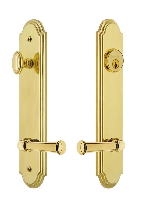 Grandeur Hardware Arc Tall Plate Complete Entry Set Georgetown Lever in Lifetime Brass